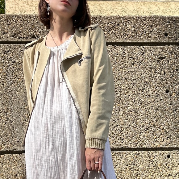 3.1 Phillip Lim Ecru Suede Moto Jacket - Picture 3 of 16